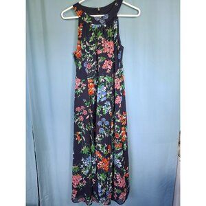Tommy Hilfiger Sleeveless Multicolor Navy Floral Midi Dress Sz 6 Lined Zipper